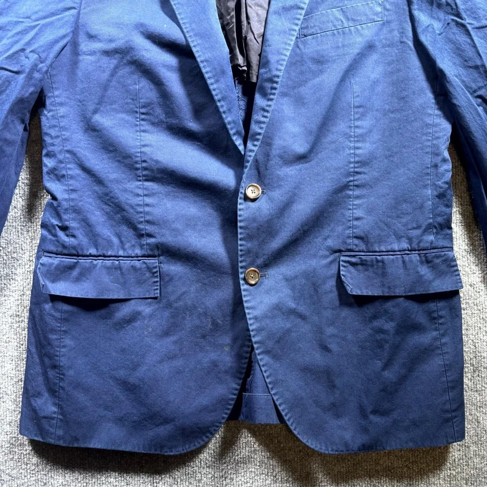 J.Crew Ludlow Suit Jacket Mens 42R Navy Blue Notch Lapel Larusmiani Cotton Slim